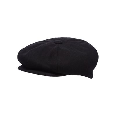 Black wool blend baker boy cap